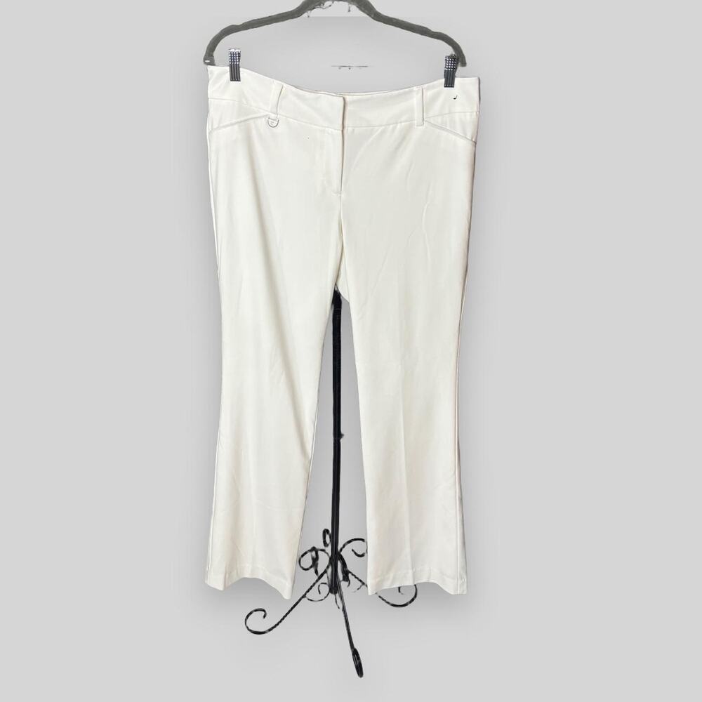 New York & Company Stretch White Dress Pants Women Size 12 Average Flare Trouser